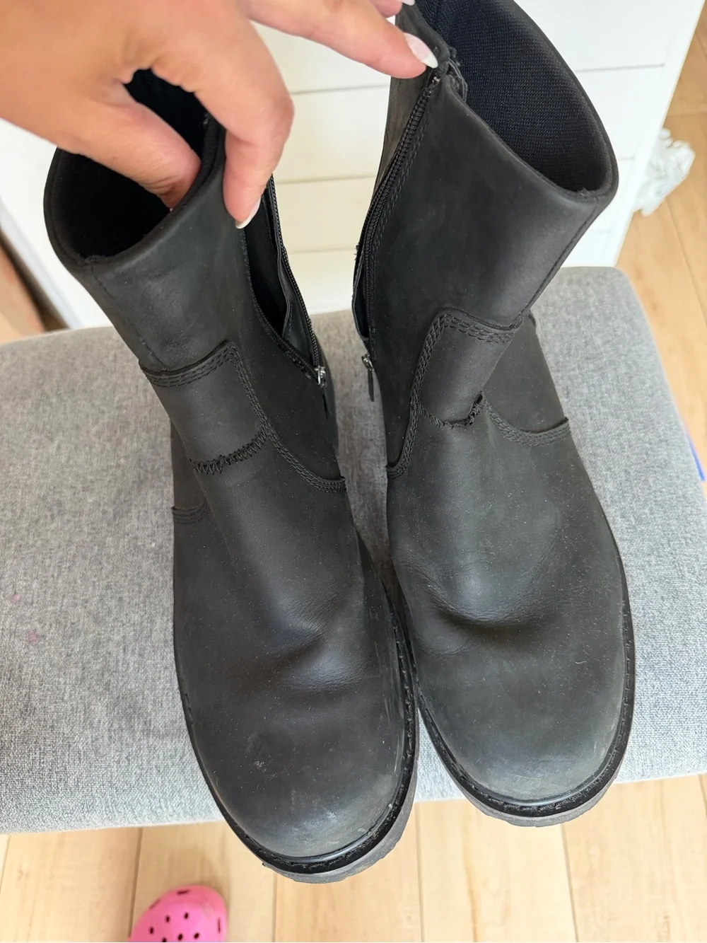 Harley-Davidson Black Leather Short Zip Boots